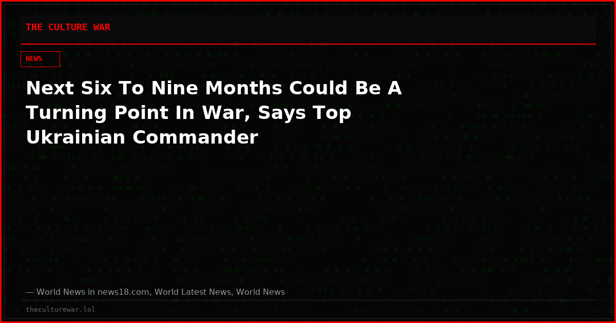 Next Six To Nine Months Could Be A Turning Point In War, Says Top Ukrainian Commander