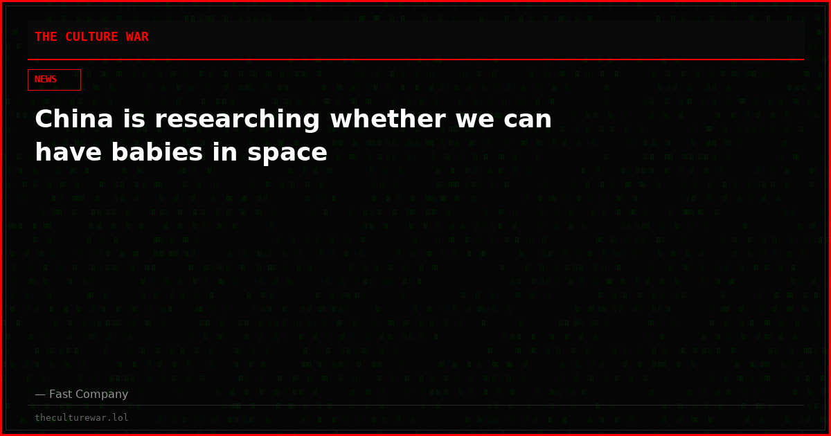 China is researching whether we can have babies in space