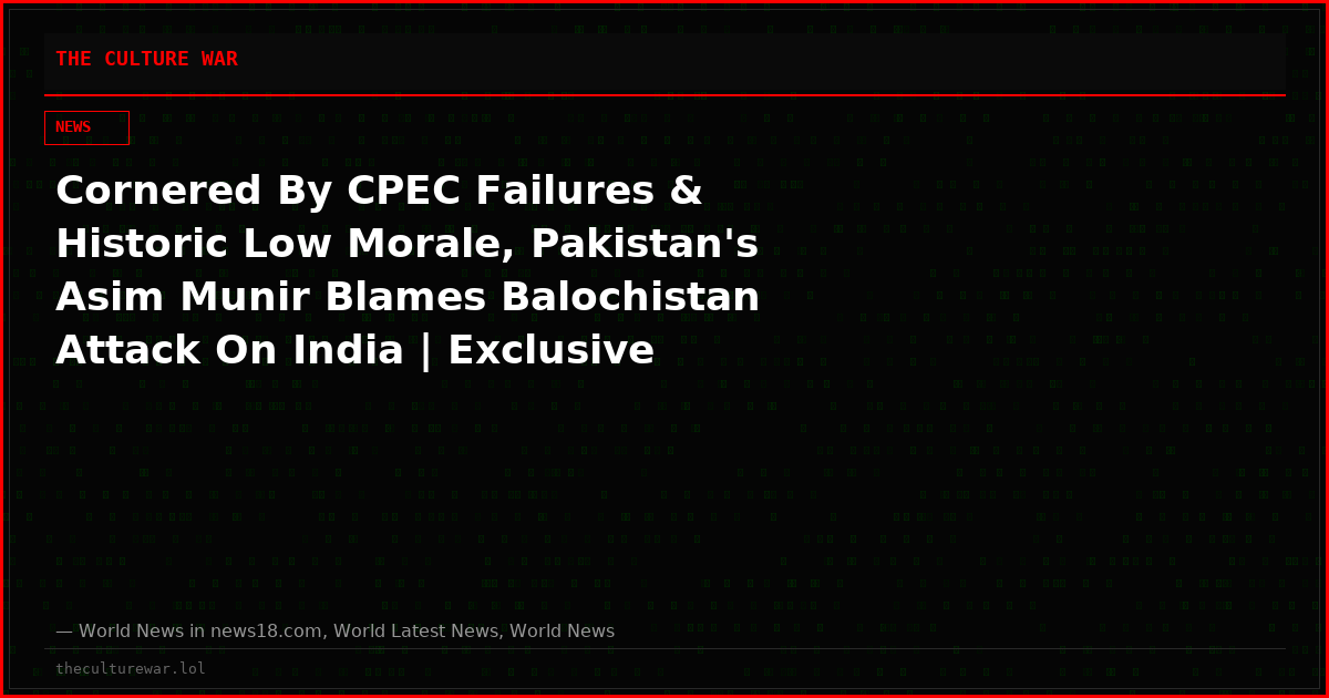 Cornered By CPEC Failures & Historic Low Morale, Pakistan's Asim Munir Blames Balochistan Attack On India | Exclusive
