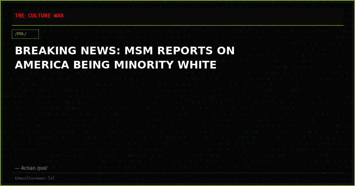 BREAKING NEWS: MSM REPORTS ON AMERICA BEING MINORITY WHITE