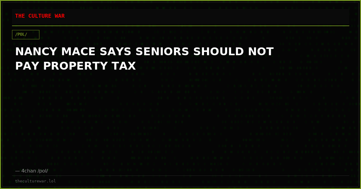 NANCY MACE SAYS SENIORS SHOULD NOT PAY PROPERTY TAX