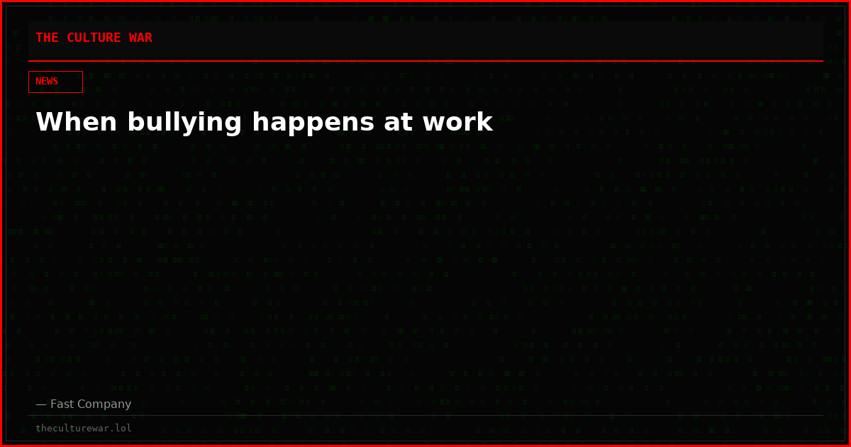 When bullying happens at work