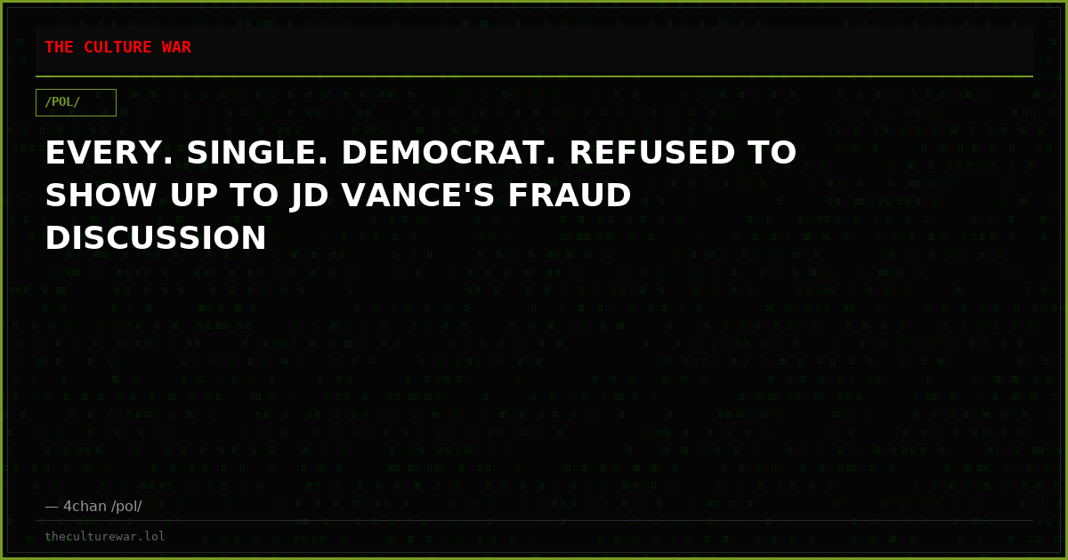 EVERY. SINGLE. DEMOCRAT. REFUSED TO SHOW UP TO JD VANCE'S FRAUD DISCUSSION