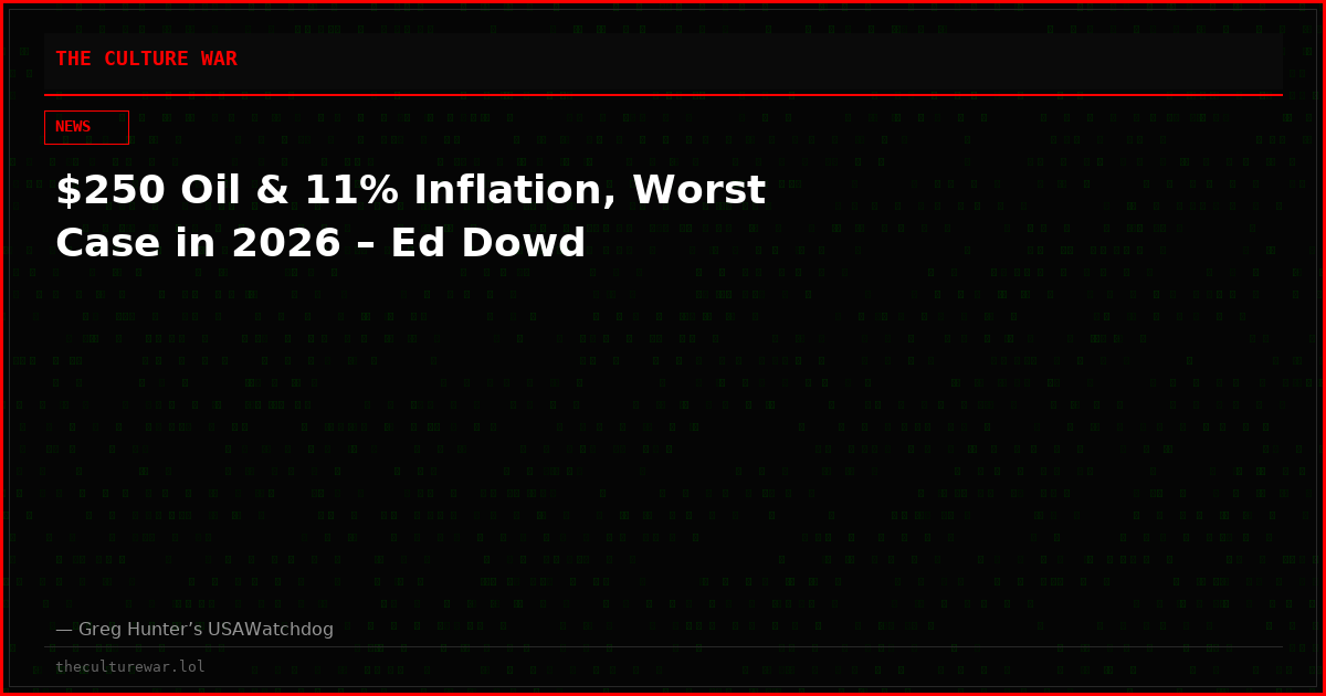 $250 Oil & 11% Inflation, Worst Case in 2026 – Ed Dowd