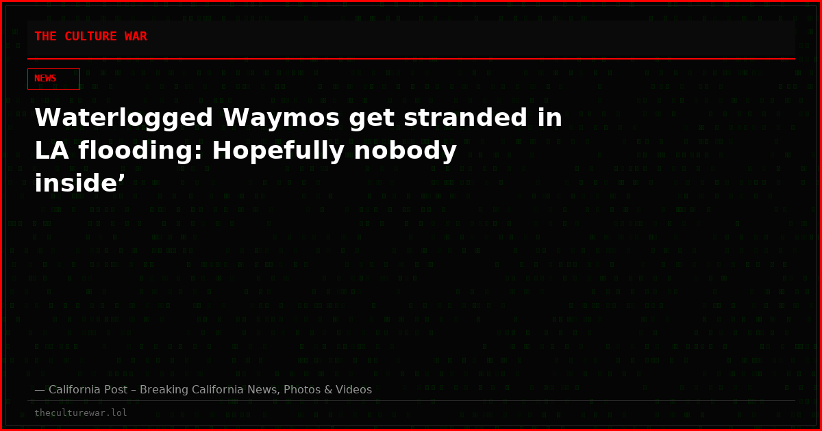 Waterlogged Waymos get stranded in LA flooding: Hopefully nobody inside’