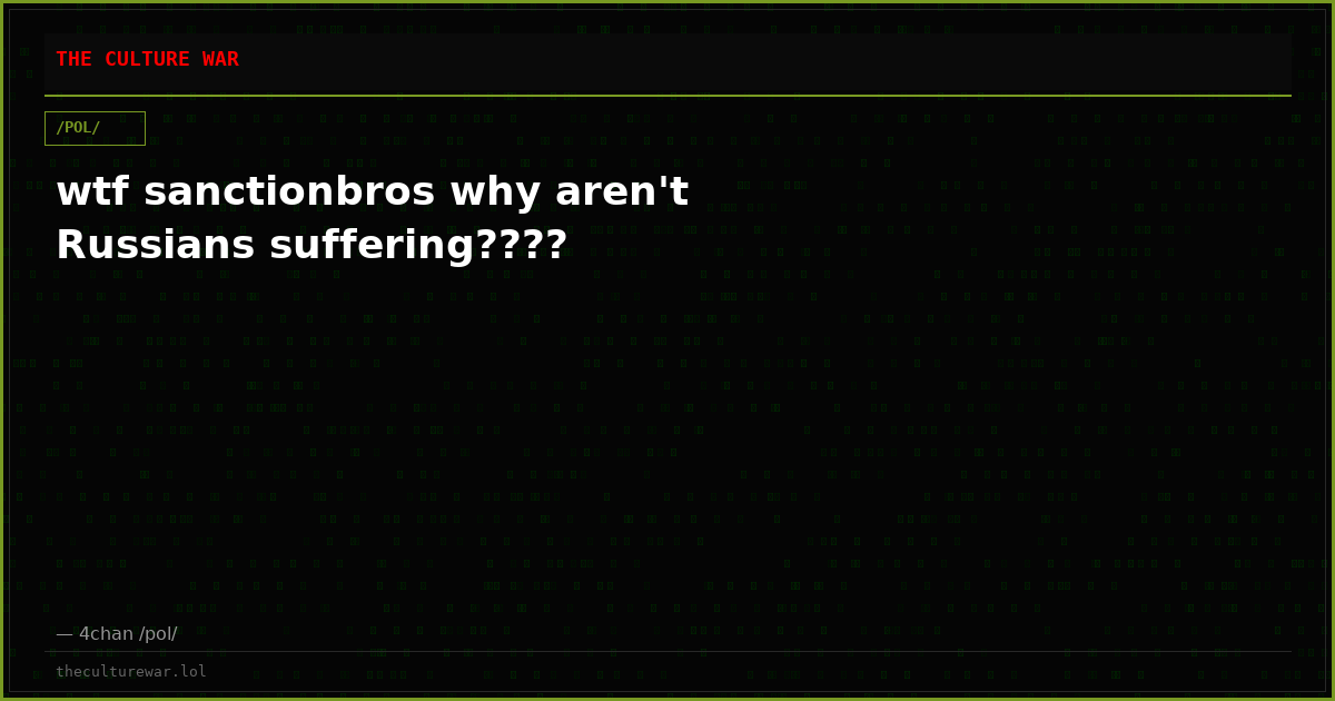 wtf sanctionbros why aren't Russians suffering????