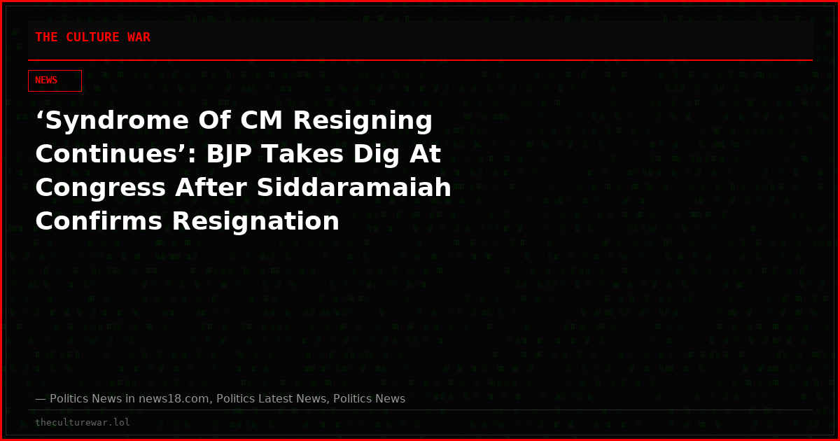 ‘Syndrome Of CM Resigning Continues’: BJP Takes Dig At Congress After Siddaramaiah Confirms Resignation