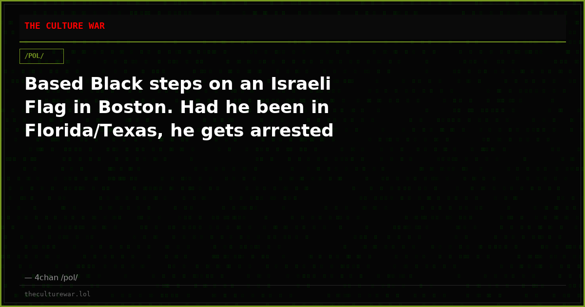 Based Black steps on an Israeli Flag in Boston. Had he been in Florida/Texas, he gets arrested