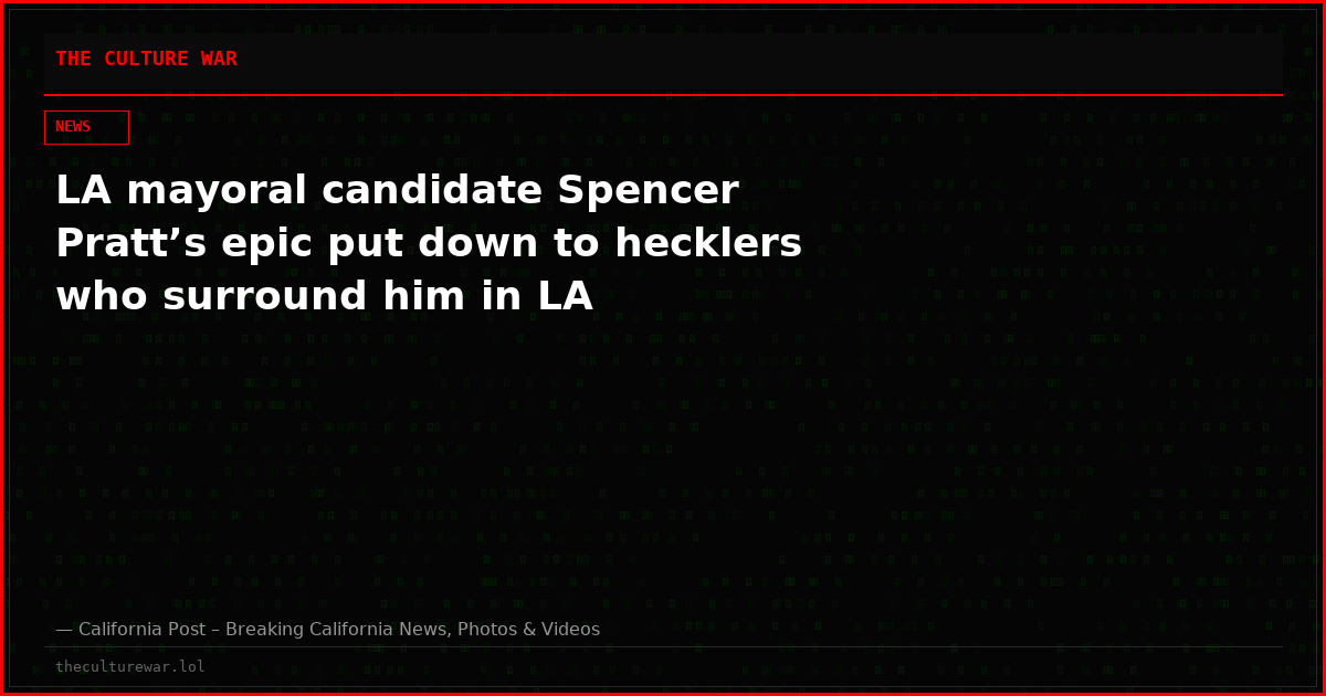 LA mayoral candidate Spencer Pratt’s epic put down to hecklers who surround him in LA