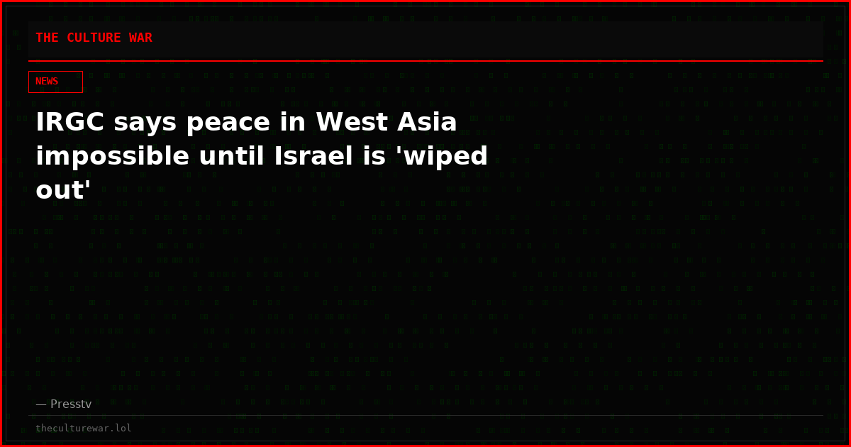 IRGC says peace in West Asia impossible until Israel is 'wiped out'