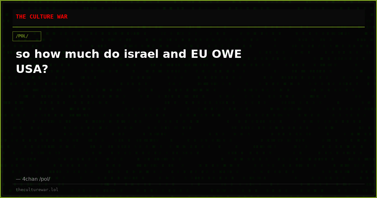 so how much do israel and EU OWE USA?