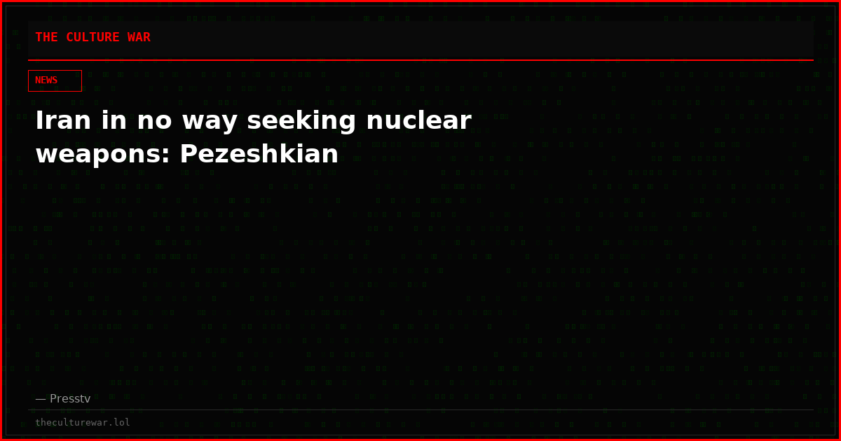 Iran in no way seeking nuclear weapons: Pezeshkian