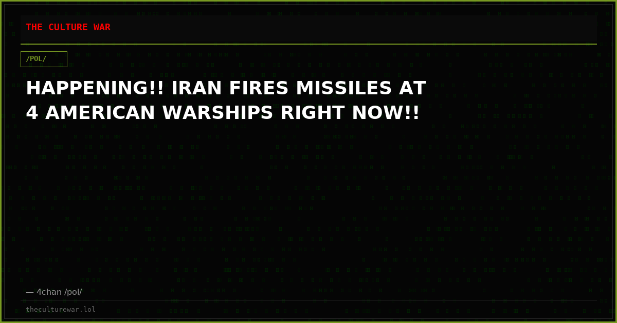 HAPPENING!! IRAN FIRES MISSILES AT 4 AMERICAN WARSHIPS RIGHT NOW!!