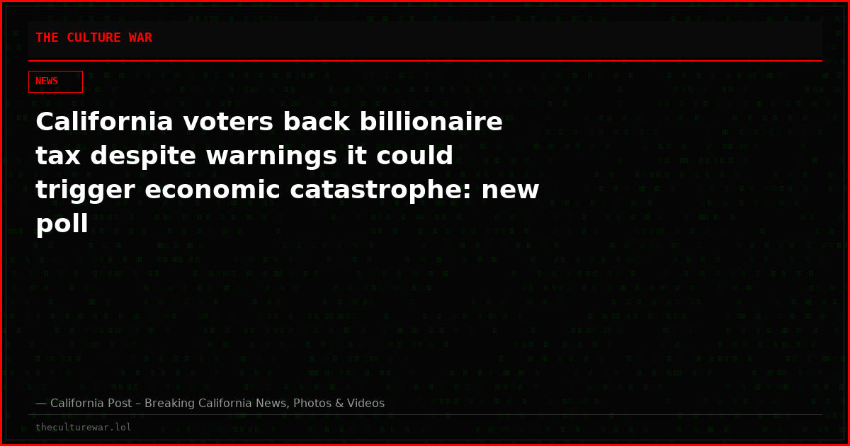 California voters back billionaire tax despite warnings it could trigger economic catastrophe: new poll