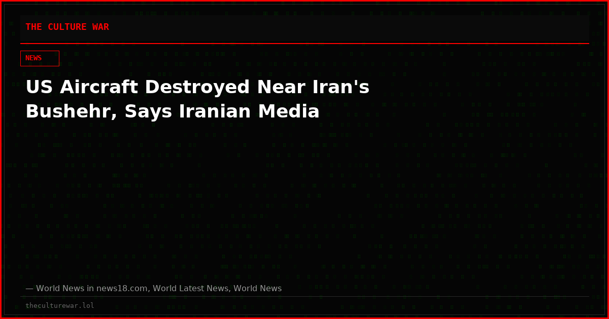 US Aircraft Destroyed Near Iran's Bushehr, Says Iranian Media
