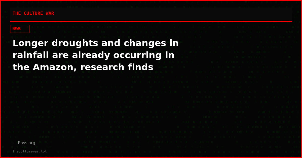 Longer droughts and changes in rainfall are already occurring in the Amazon, research finds