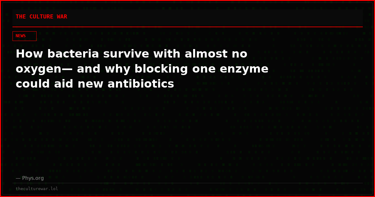 How bacteria survive with almost no oxygen— and why blocking one enzyme could aid new antibiotics