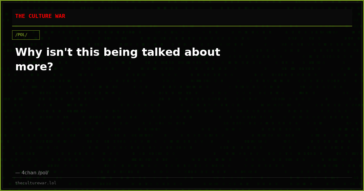 Why isn't this being talked about more?