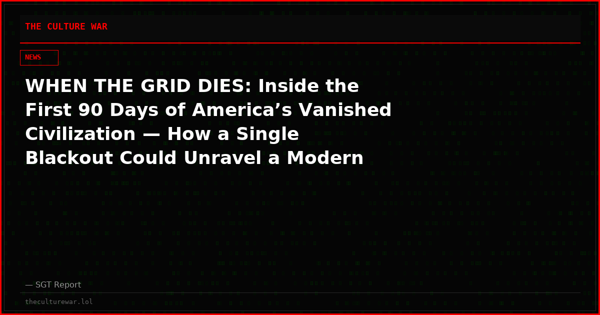 WHEN THE GRID DIES: Inside the First 90 Days of America’s Vanished Civilization — How a Single Blackout Could Unravel a Modern World