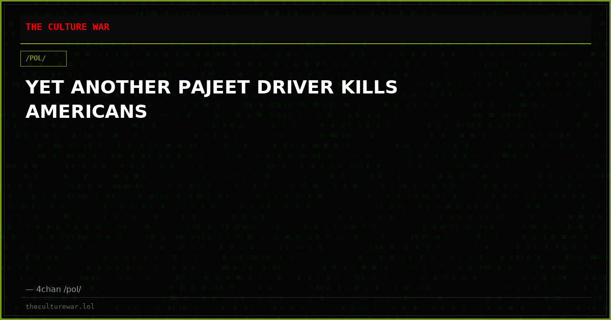 YET ANOTHER PAJEET DRIVER KILLS AMERICANS