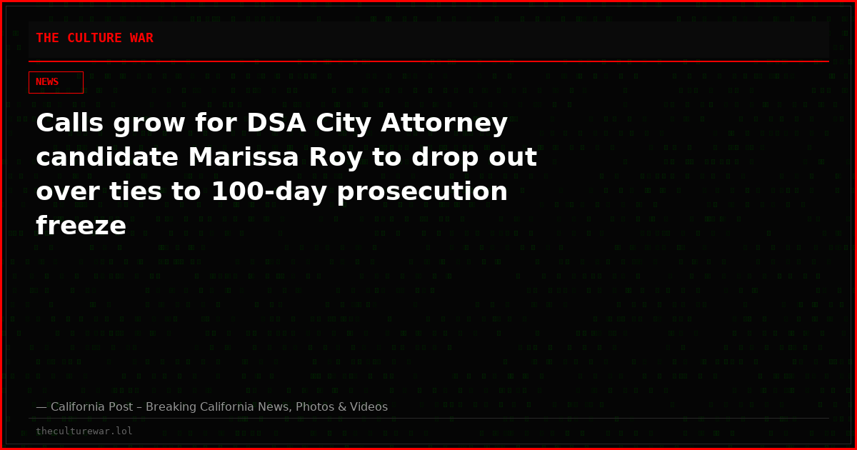 Calls grow for DSA City Attorney candidate Marissa Roy to drop out over ties to 100-day prosecution freeze