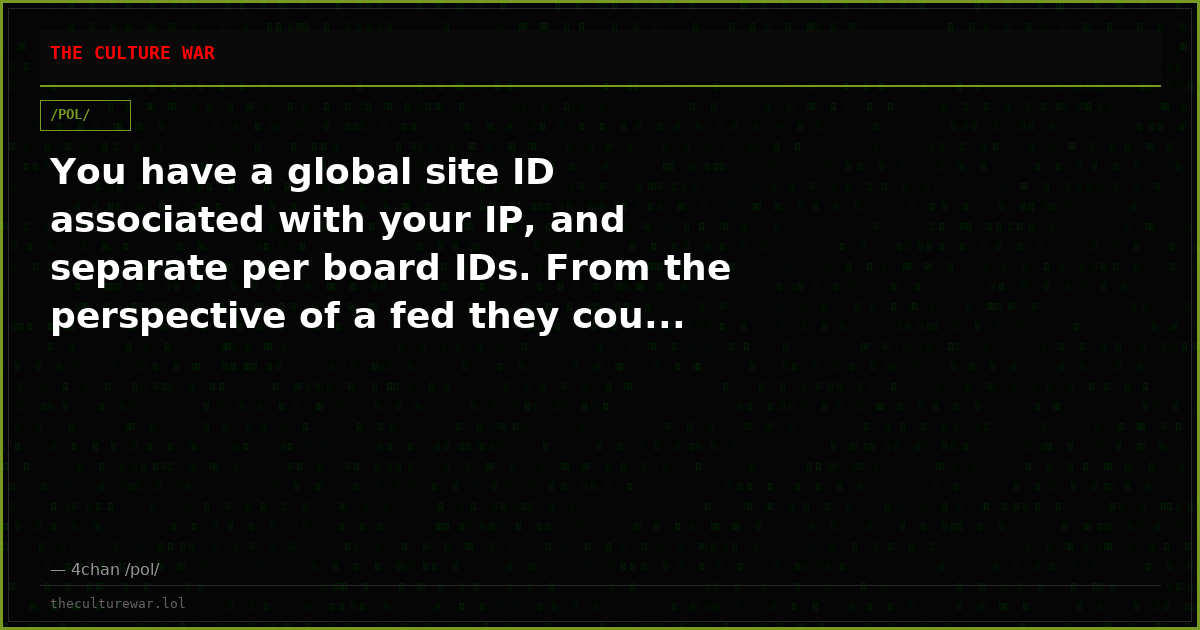 You have a global site ID associated with your IP, and separate per board IDs. From the perspective of a fed they cou...