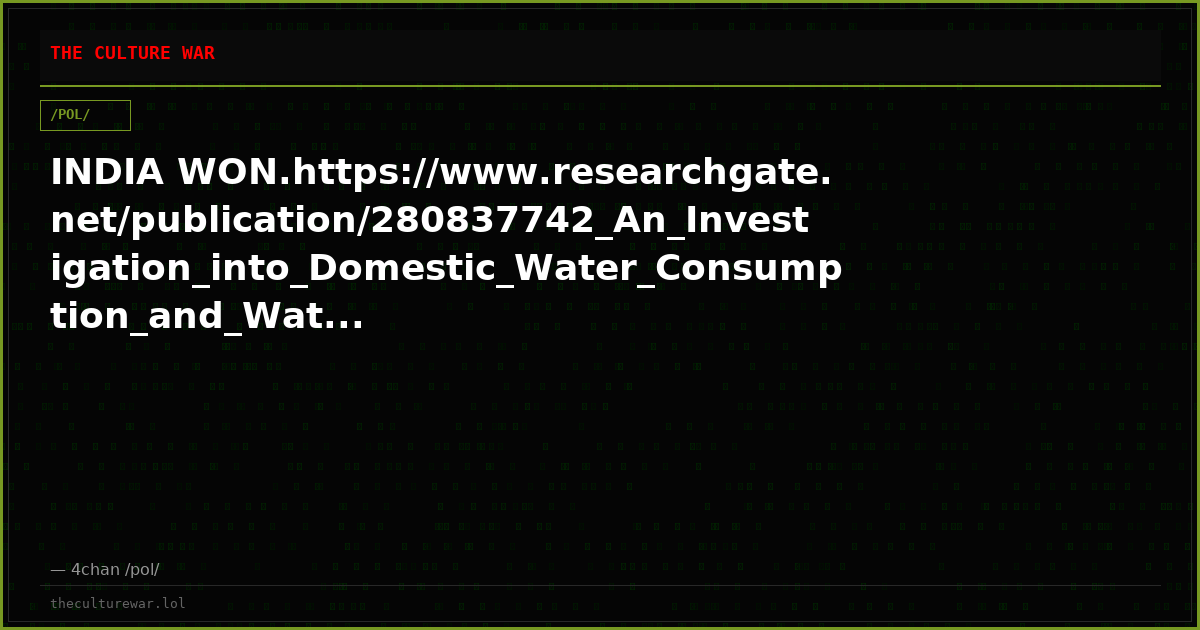 INDIA WON.https://www.researchgate.net/publication/280837742_An_Investigation_into_Domestic_Water_Consumption_and_Wat...