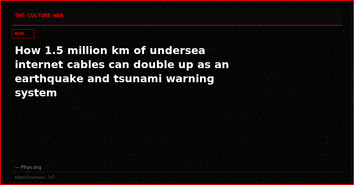 How 1.5 million km of undersea internet cables can double up as an earthquake and tsunami warning system