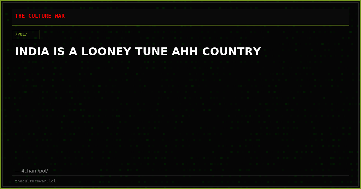 INDIA IS A LOONEY TUNE AHH COUNTRY