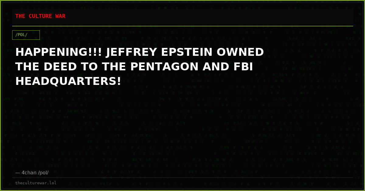 HAPPENING!!! JEFFREY EPSTEIN OWNED THE DEED TO THE PENTAGON AND FBI HEADQUARTERS!