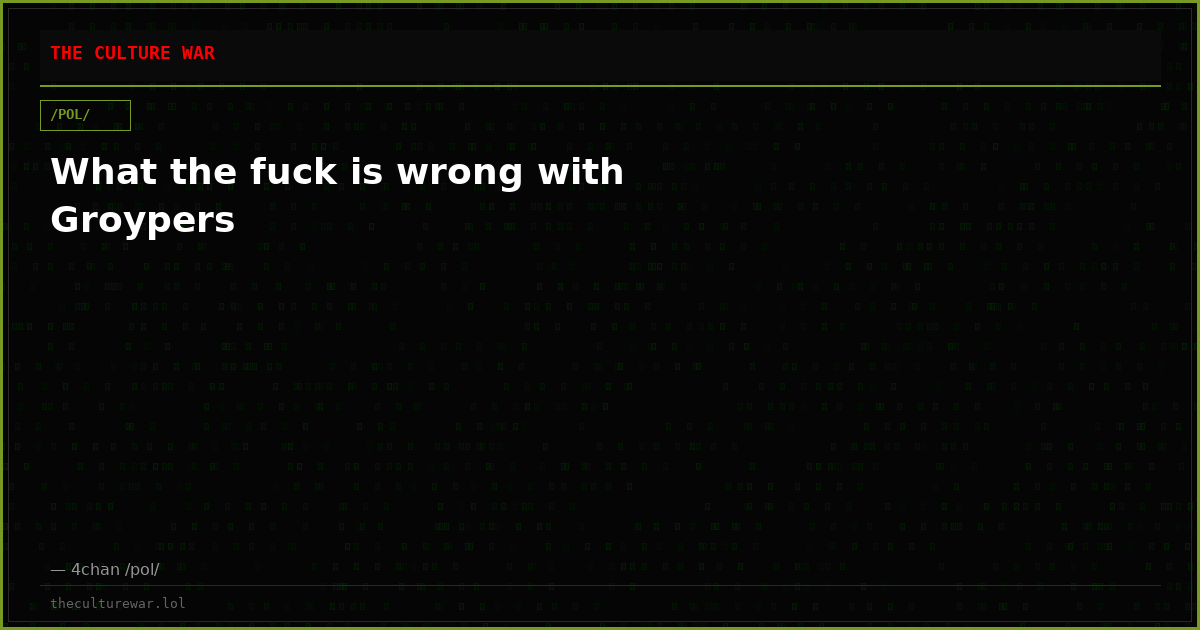 What the fuck is wrong with Groypers
