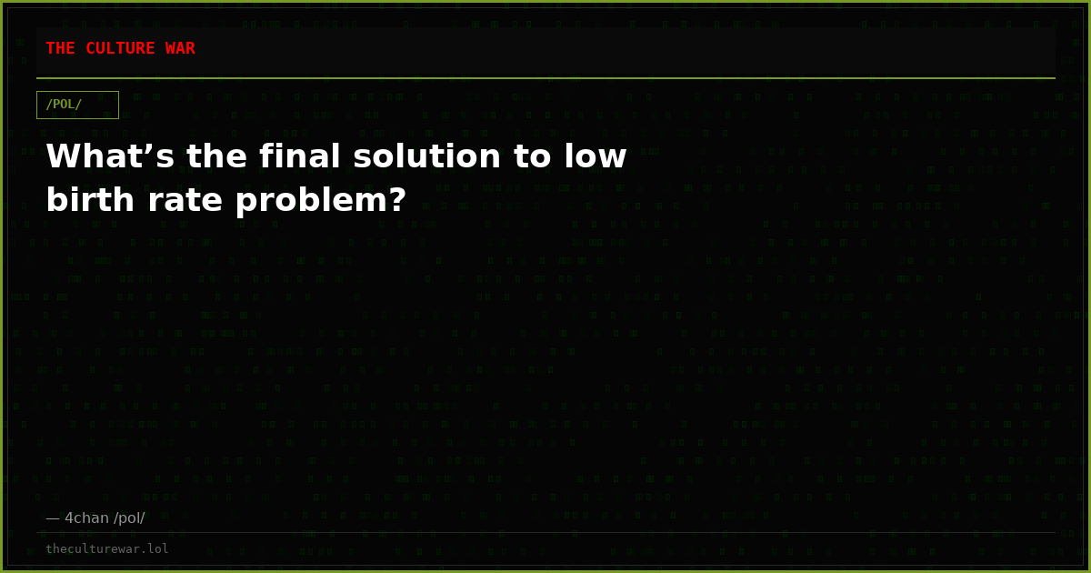 What’s the final solution to low birth rate problem?