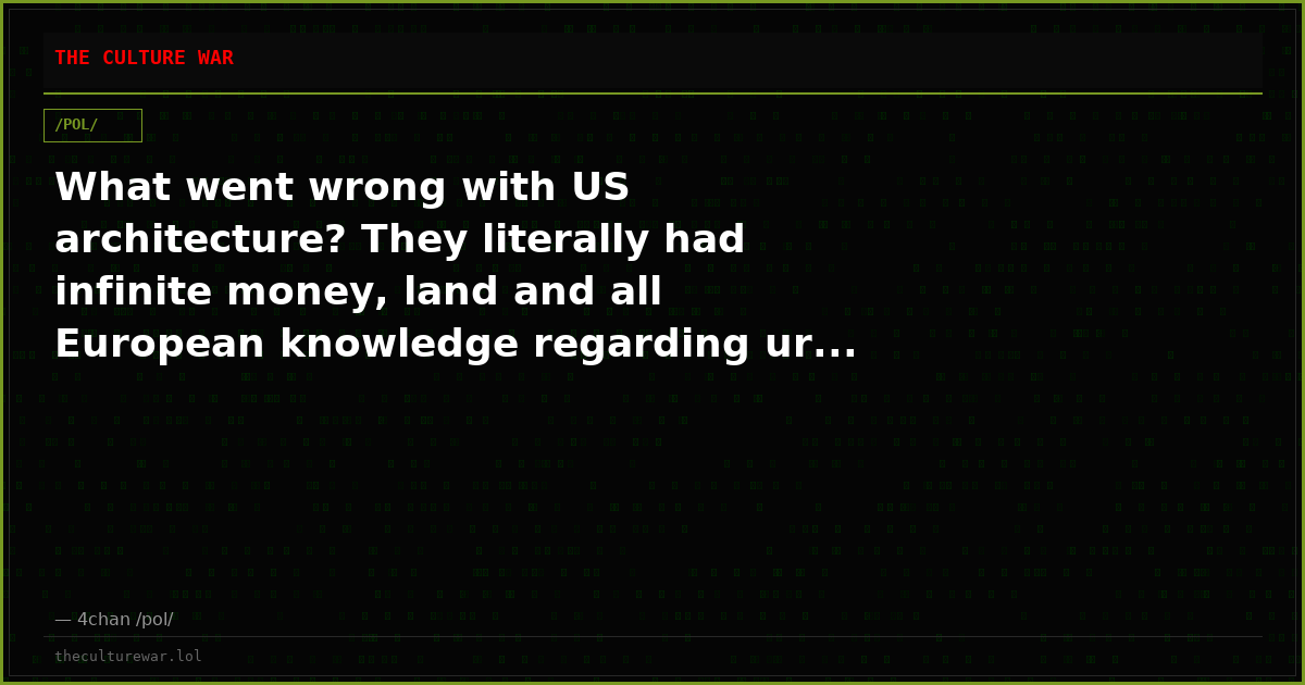 What went wrong with US architecture? They literally had infinite money, land and all European knowledge regarding ur...