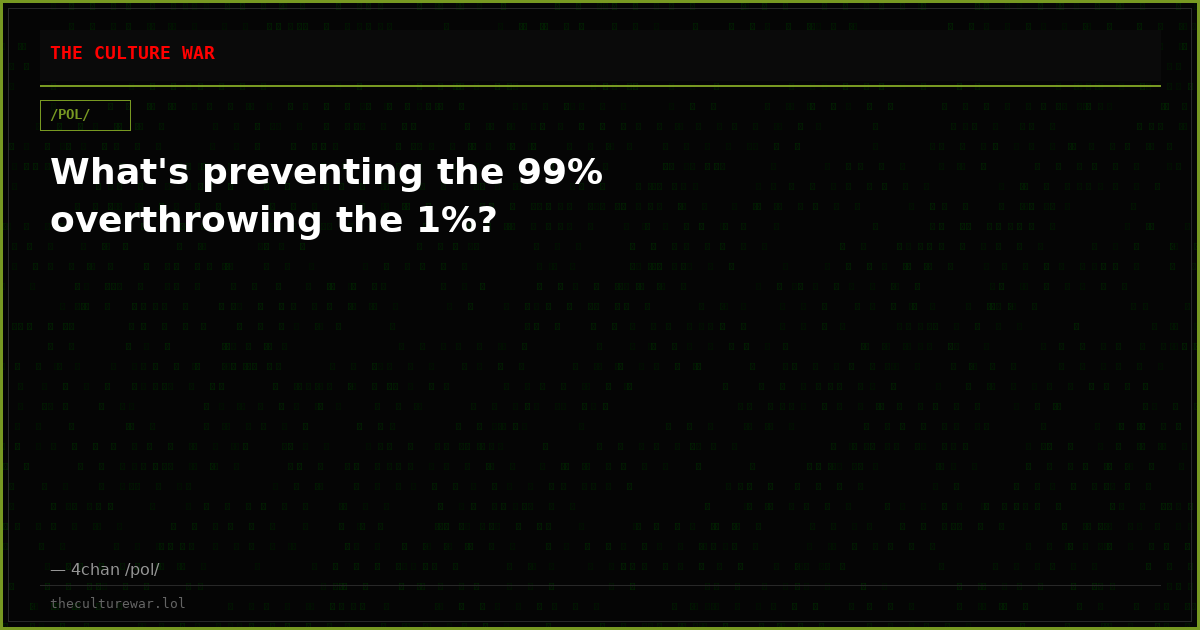 What's preventing the 99% overthrowing the 1%?