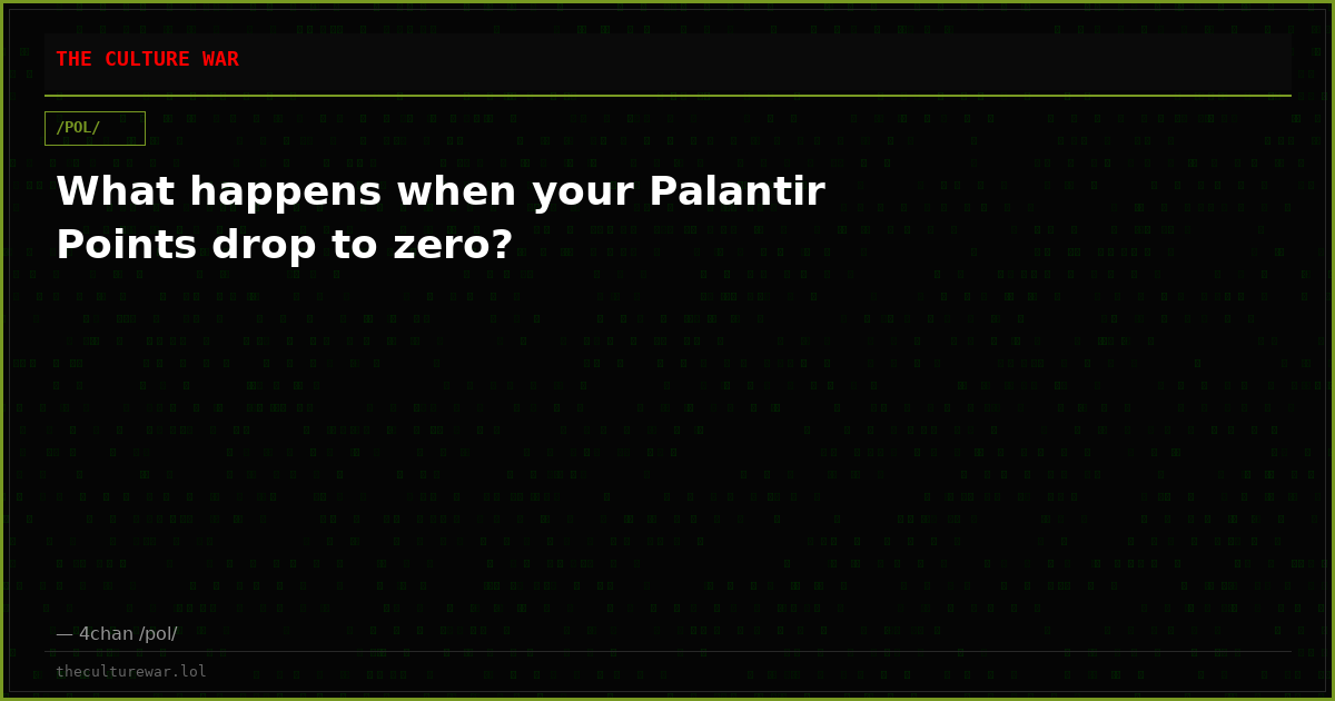 What happens when your Palantir Points drop to zero?