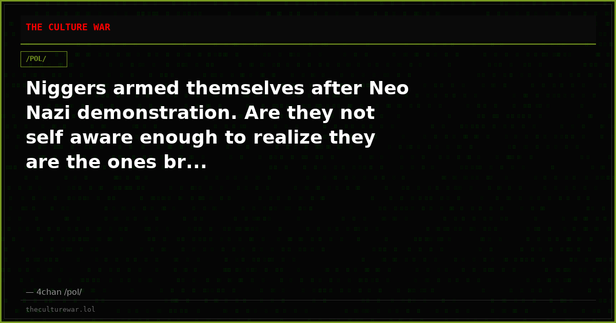 Niggers armed themselves after Neo Nazi demonstration. Are they not self aware enough to realize they are the ones br...