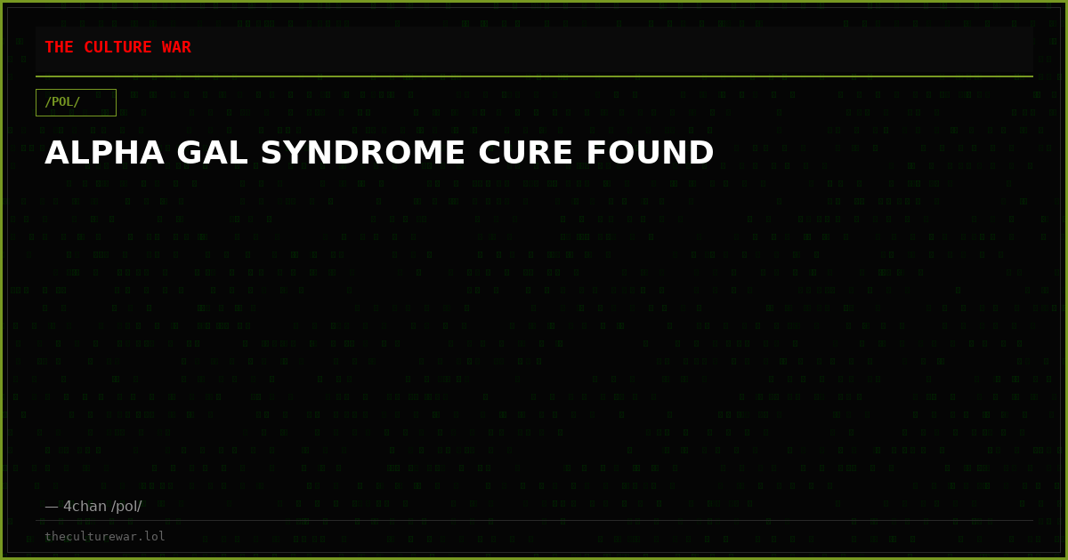 ALPHA GAL SYNDROME CURE FOUND