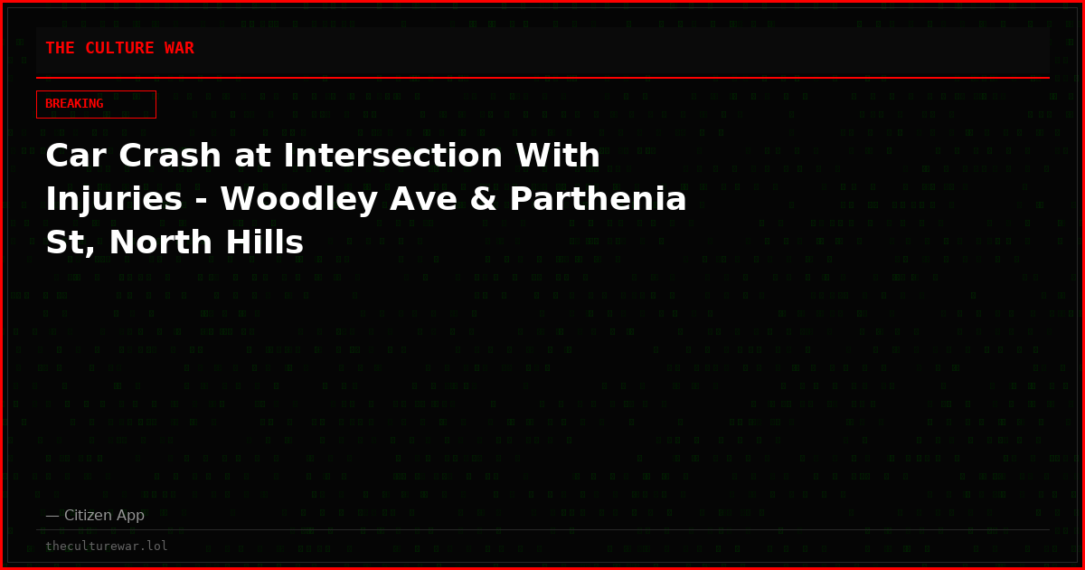 Car Crash at Intersection With Injuries - Woodley Ave & Parthenia St, North Hills
