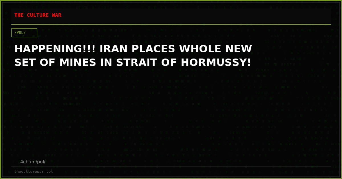 HAPPENING!!! IRAN PLACES WHOLE NEW SET OF MINES IN STRAIT OF HORMUSSY!