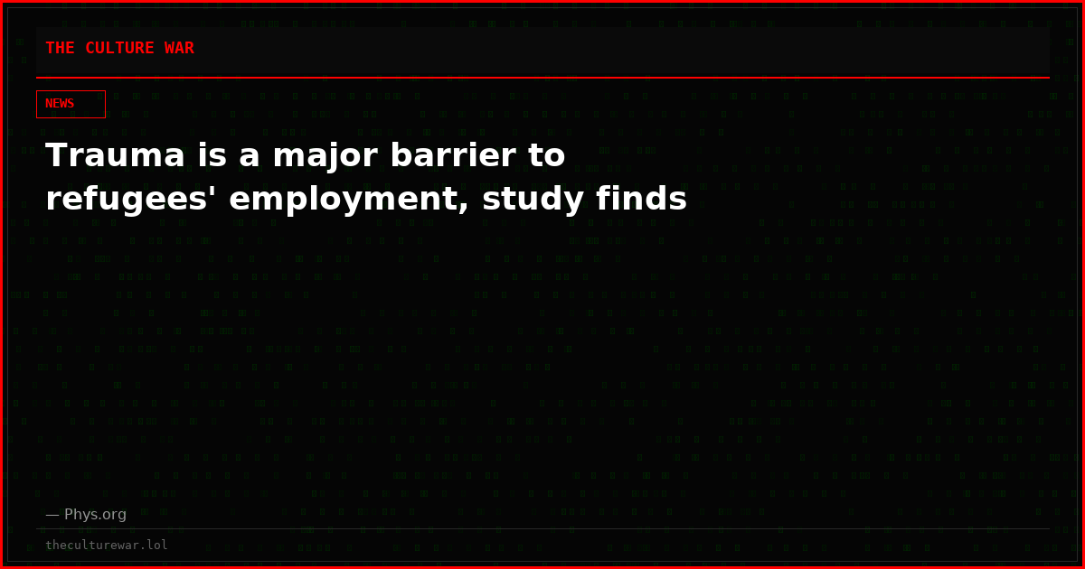Trauma is a major barrier to refugees' employment, study finds