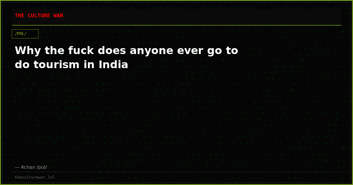 Why the fuck does anyone ever go to do tourism in India