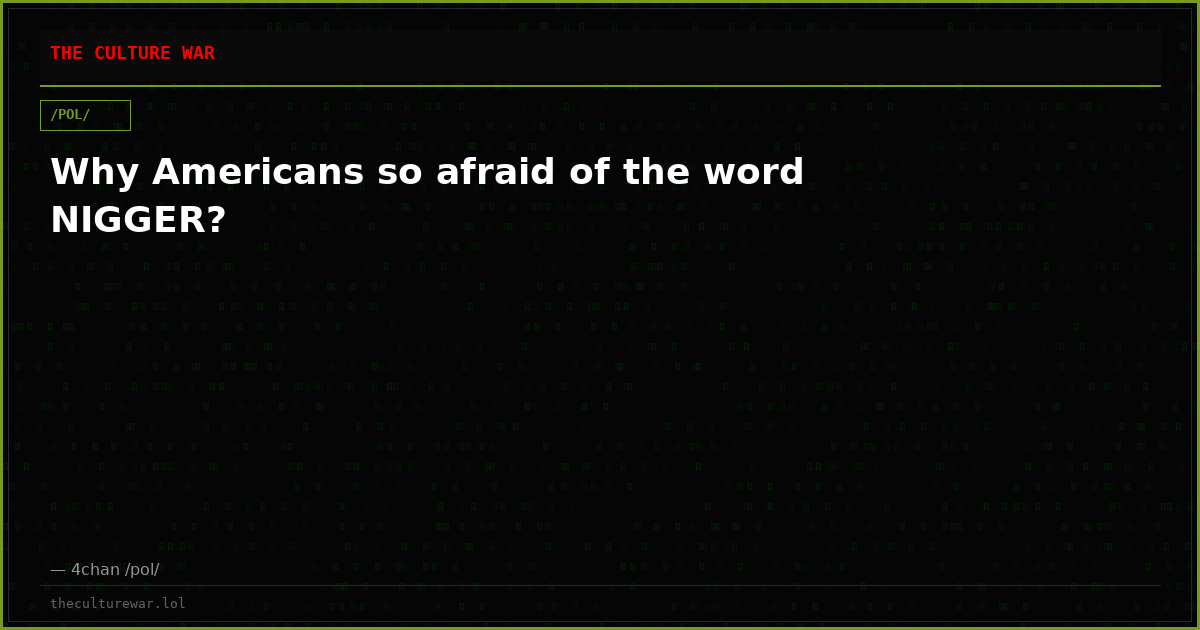 Why Americans so afraid of the word NIGGER?