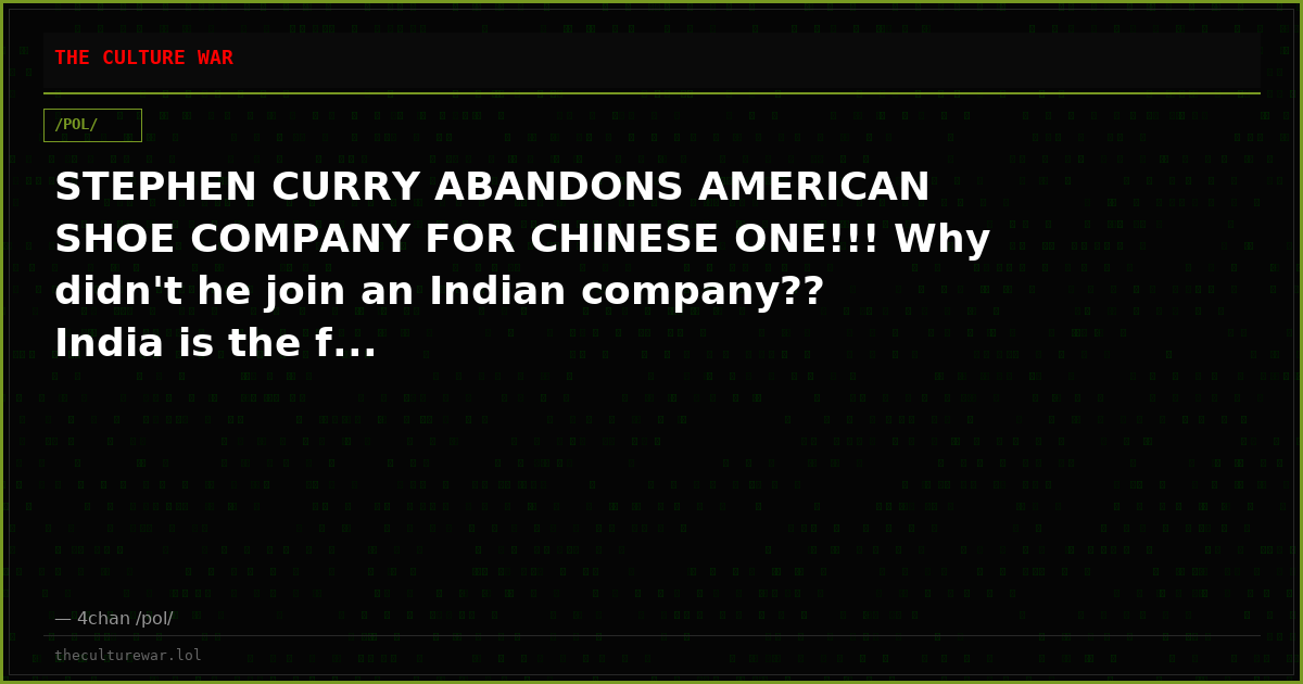 STEPHEN CURRY ABANDONS AMERICAN SHOE COMPANY FOR CHINESE ONE!!! Why didn't he join an Indian company?? India is the f...