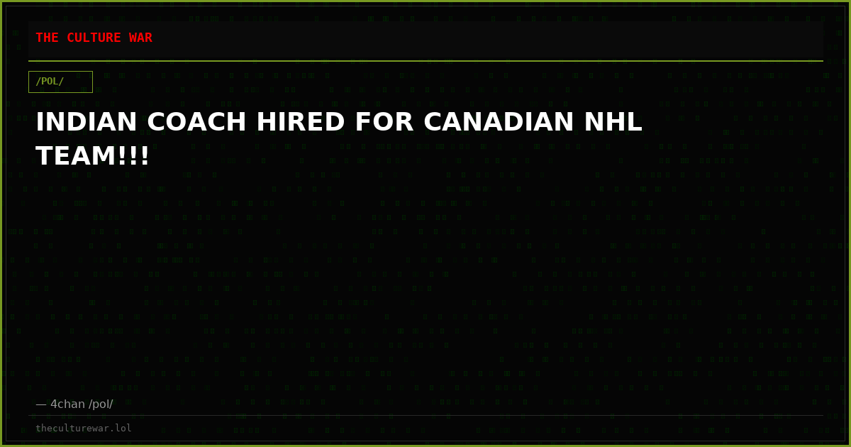 INDIAN COACH HIRED FOR CANADIAN NHL TEAM!!!