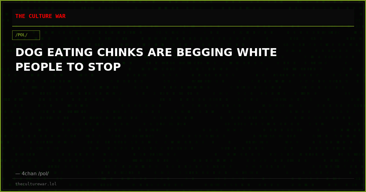 DOG EATING CHINKS ARE BEGGING WHITE PEOPLE TO STOP
