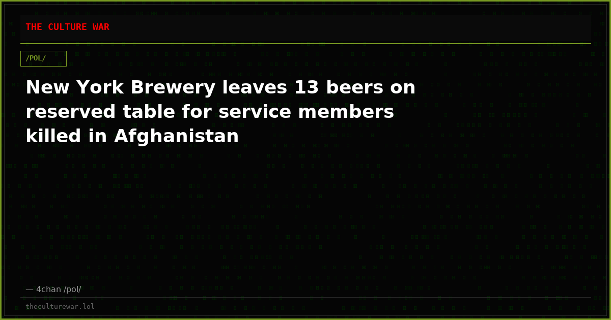 New York Brewery leaves 13 beers on reserved table for service members killed in Afghanistan