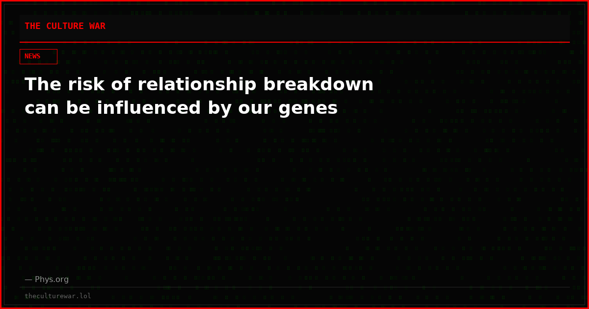 The risk of relationship breakdown can be influenced by our genes