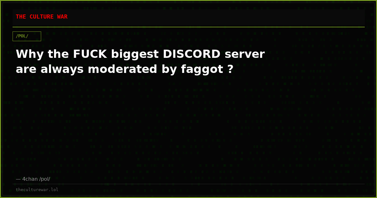 Why the FUCK biggest DISCORD server are always moderated by faggot ?