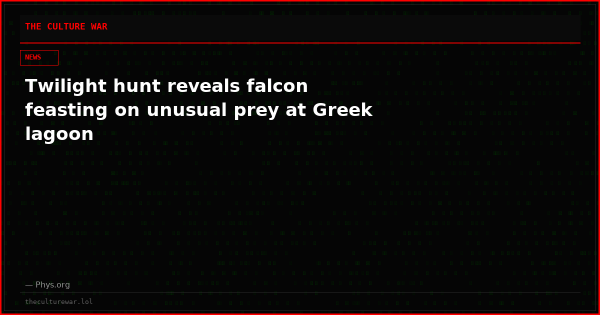 Twilight hunt reveals falcon feasting on unusual prey at Greek lagoon