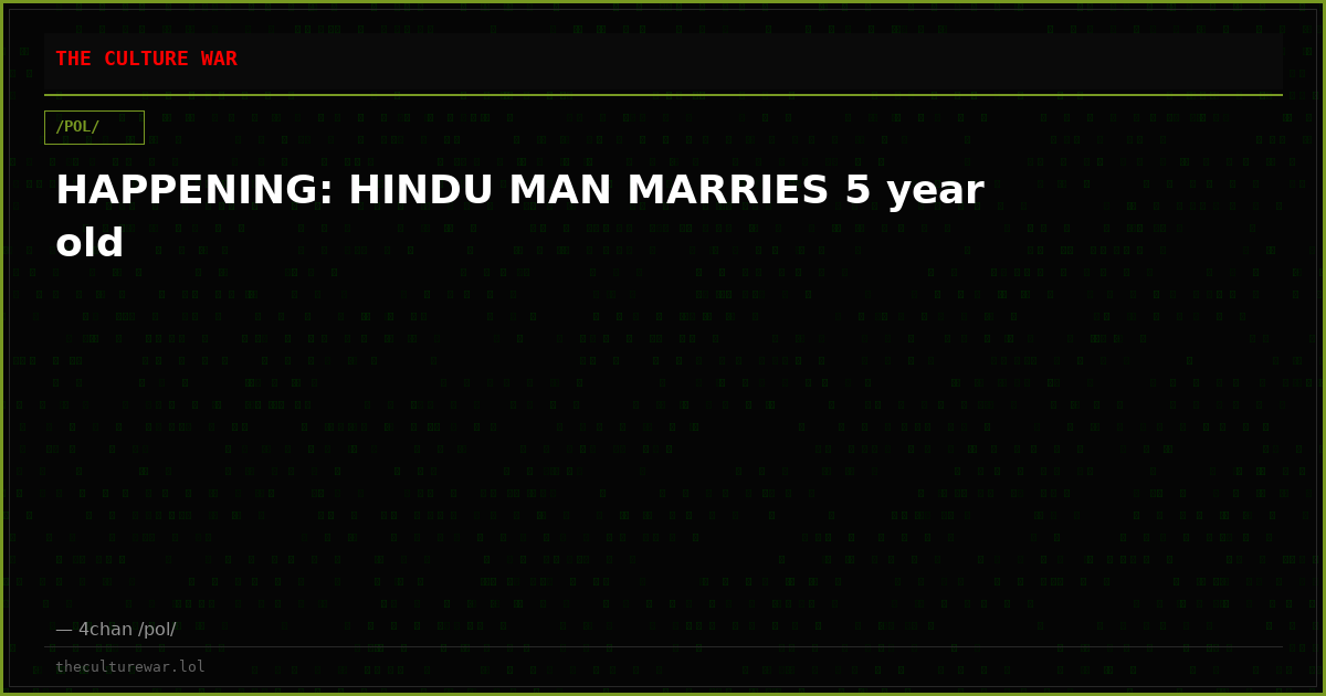 HAPPENING: HINDU MAN MARRIES 5 year old